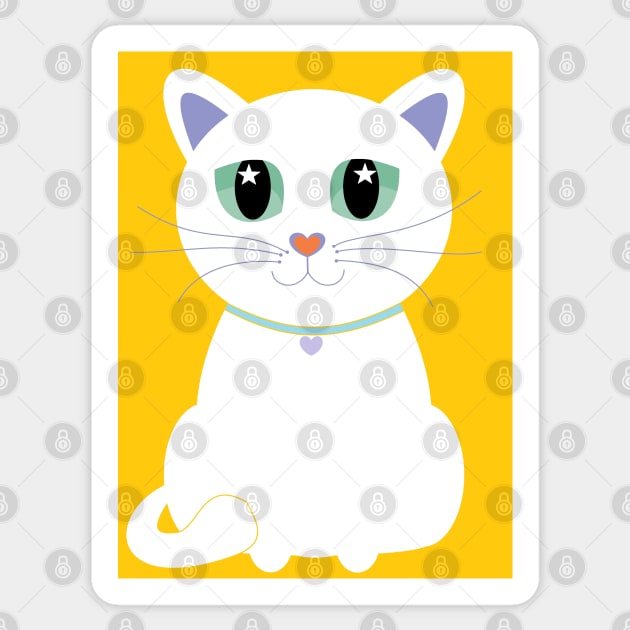 Only One White Kitty Sticker by JeanGregoryEvans1